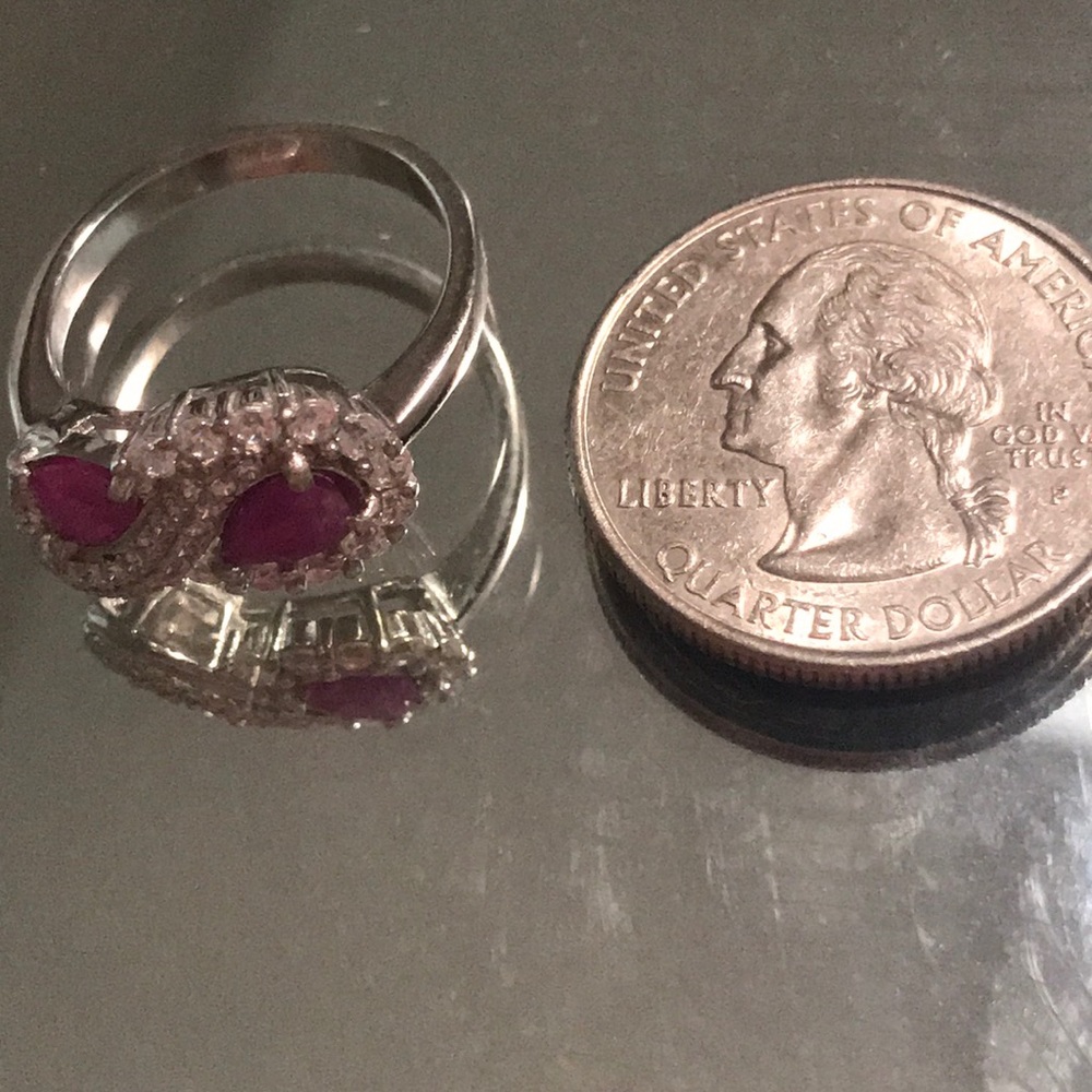 Real Ruby Ring 925 Sterling Silver Size 7 - image 2